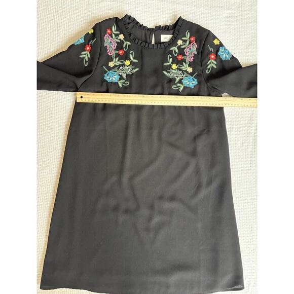 ANTHROPOLOGIE Allison New York Dress XSP Black Embroidery Ruffle Prairie Cottage - Picture 8 of 9